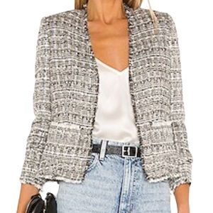 L’AGENCE Adette Tweed Fringed Blazer Size (4)